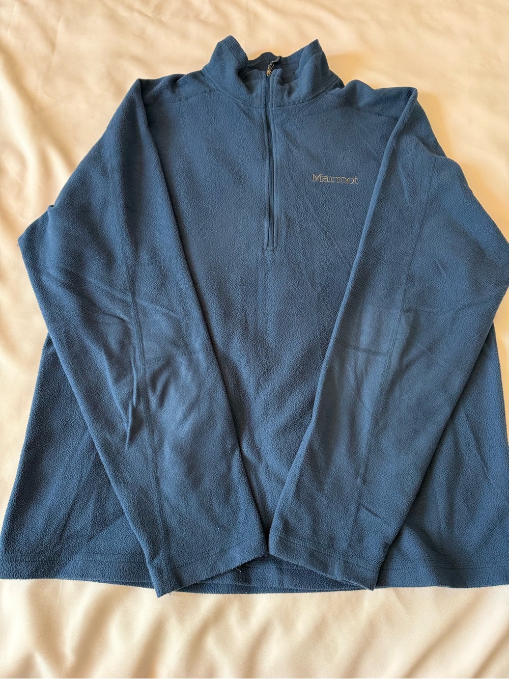 Marmot Fleece 1/4 Zip Mock Neck Pullover Sweatshirt Men's L Blue Logo
